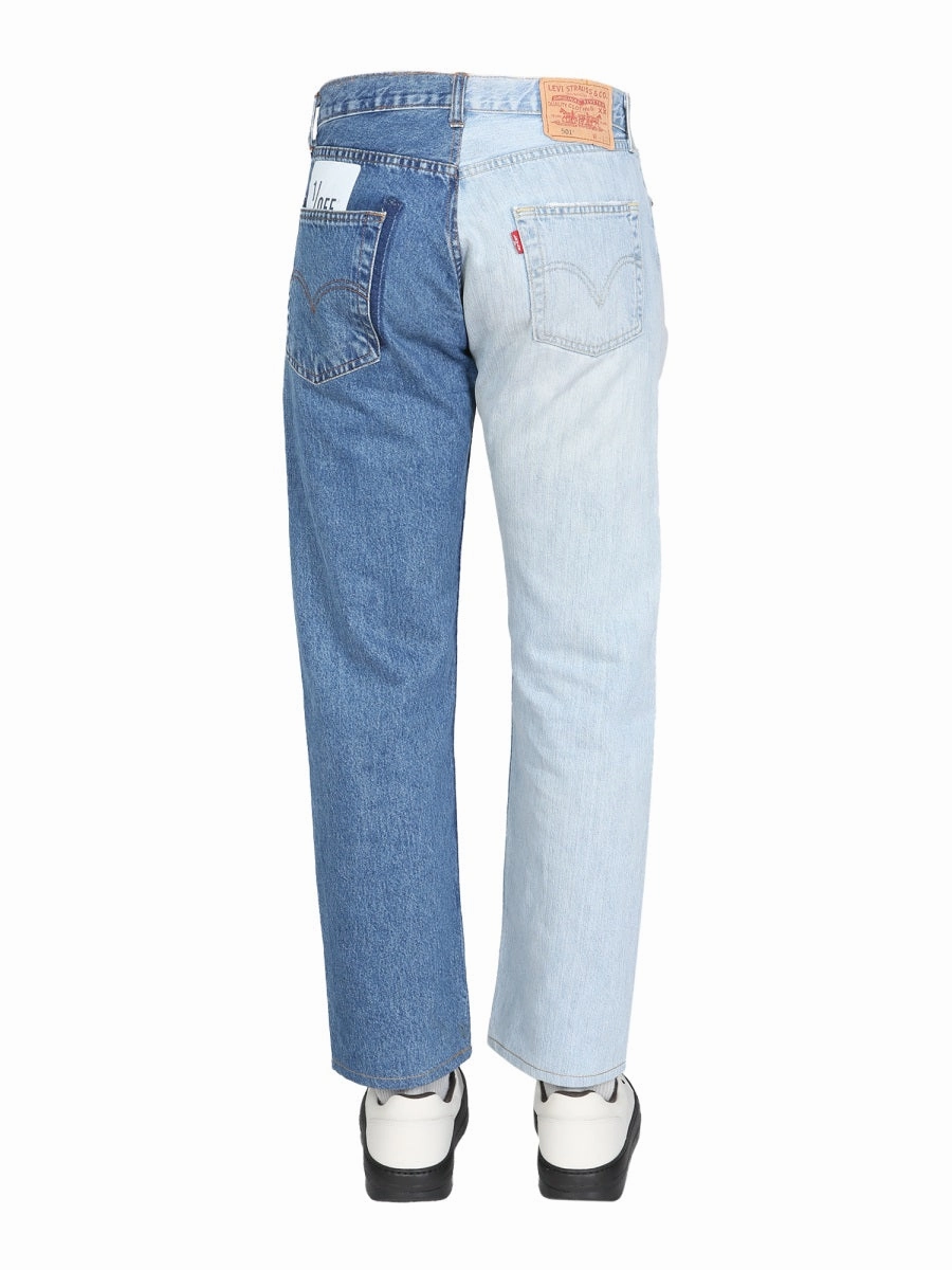 1/OFF Delave Effect Two-Tone Denim Jeans