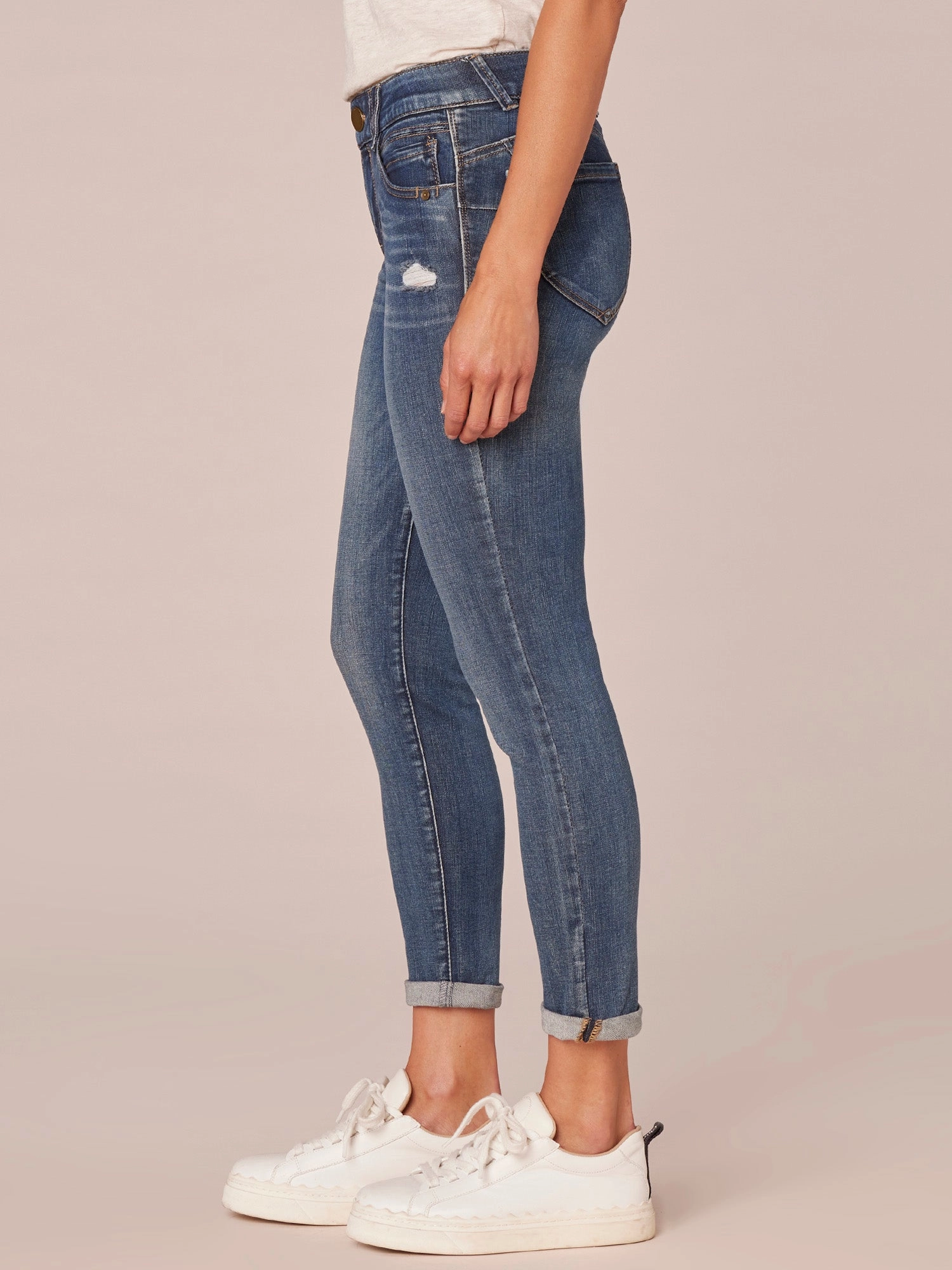 "Ab"solution® Distressed Blue Ankle Skimmer