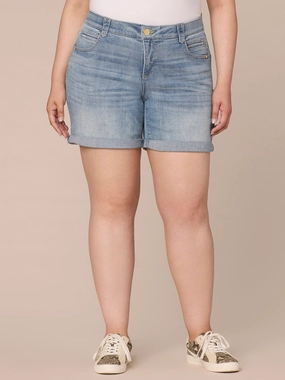 "Ab"solution Mid-Rise 7-Inch Inseam Plus Size Shorts with Roll Cuff