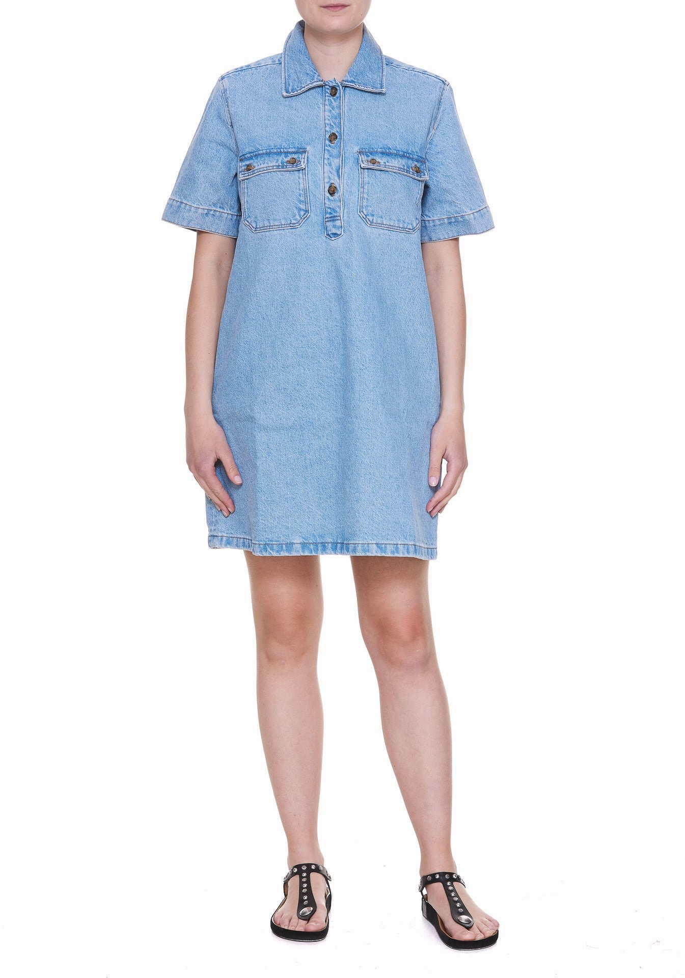 A.P.C. Pocket Patch Short Sleeved Denim Dress