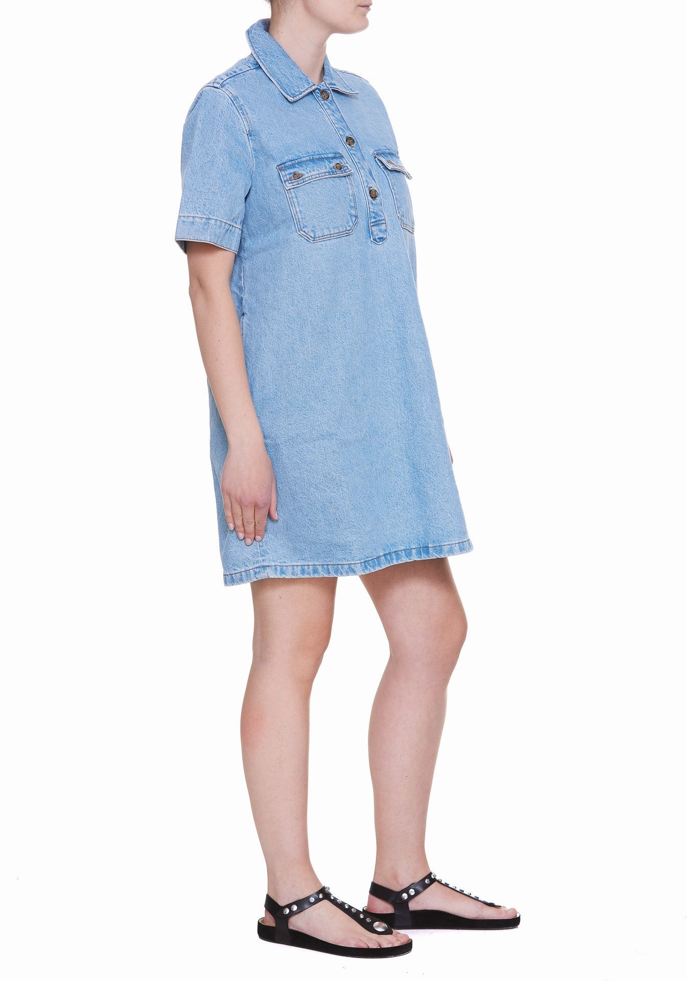 A.P.C. Pocket Patch Short Sleeved Denim Dress