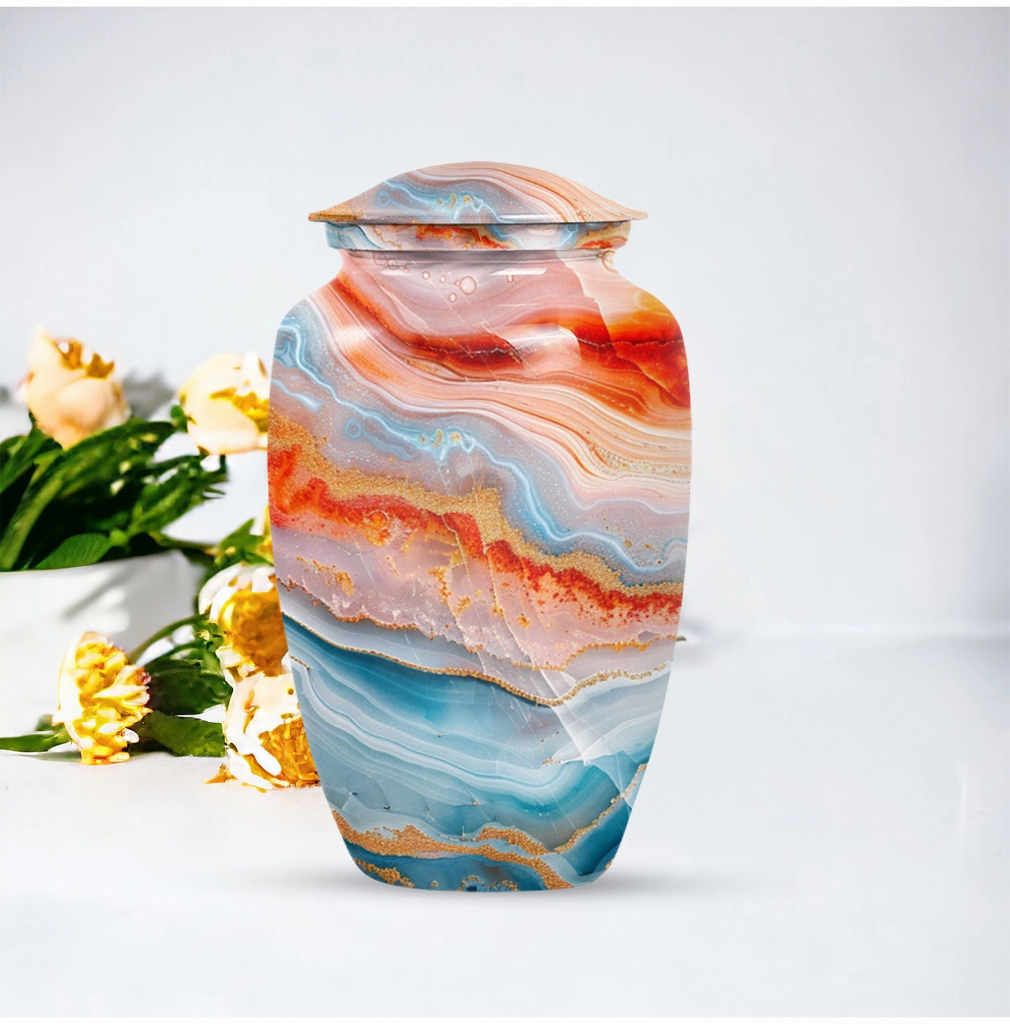 Abstract Cremation Urn for Storing Cremated Human Ashes