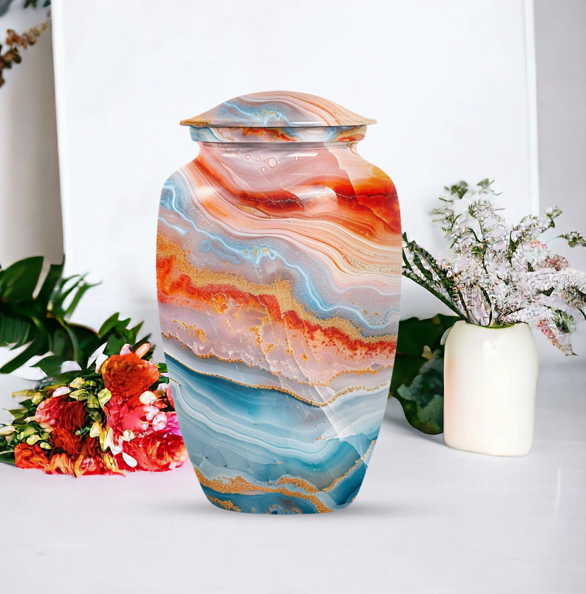 Abstract Cremation Urn for Storing Cremated Human Ashes