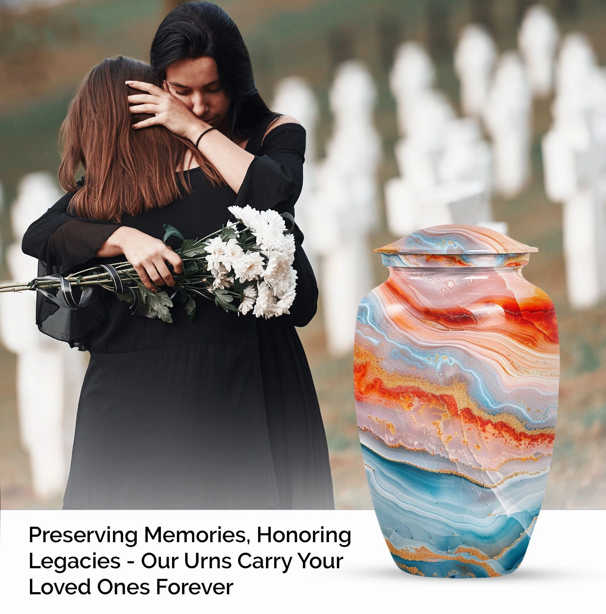 Abstract Cremation Urn for Storing Cremated Human Ashes