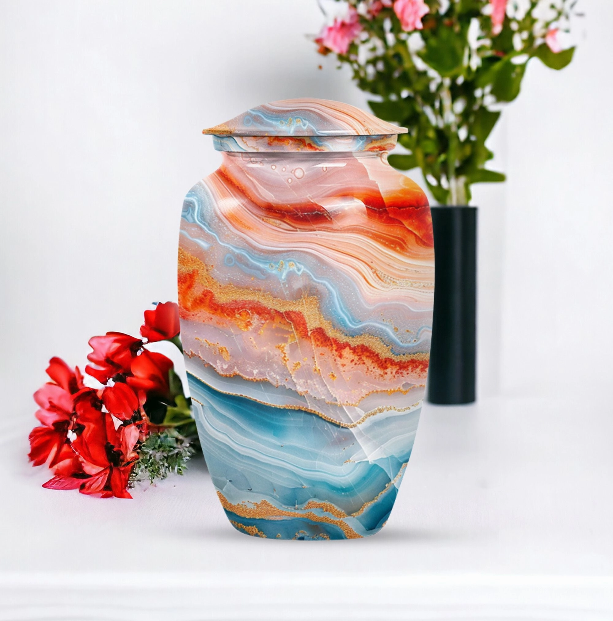 Abstract Cremation Urn for Storing Cremated Human Ashes