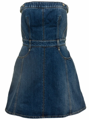 Alexander McQueen Logo Patch Denim Dress