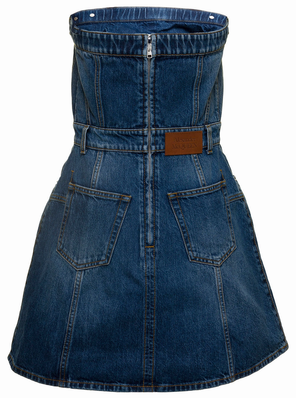 Alexander McQueen Logo Patch Denim Dress