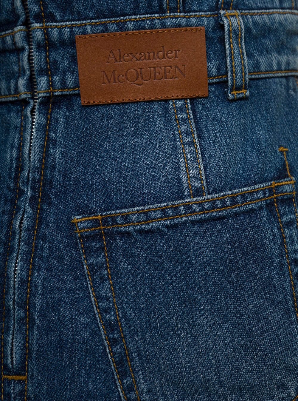 Alexander McQueen Logo Patch Denim Dress