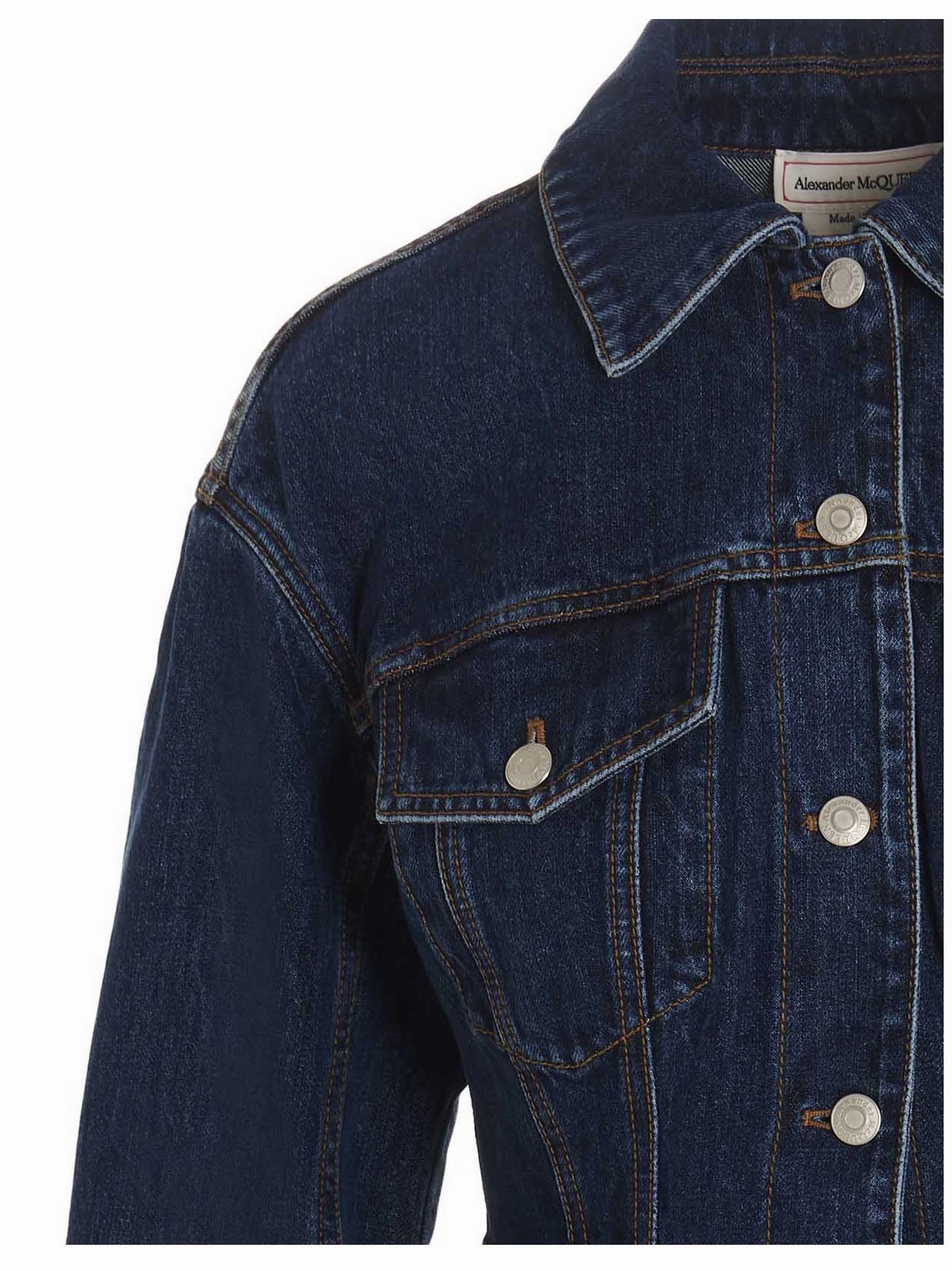 Alexander McQueen Peplum Ruffled Denim Jacket