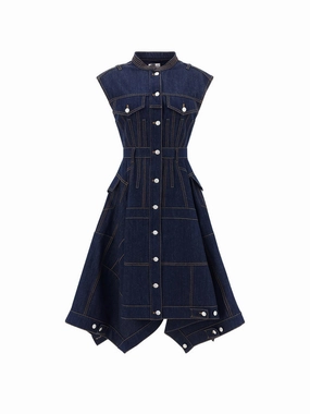 Alexander McQueen Pieced And Patched Denim Midi Dress