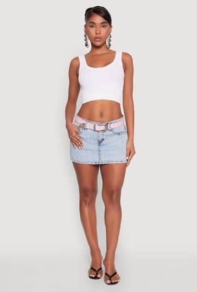 Almost Famous Belted Micro Mini Denim Skirt