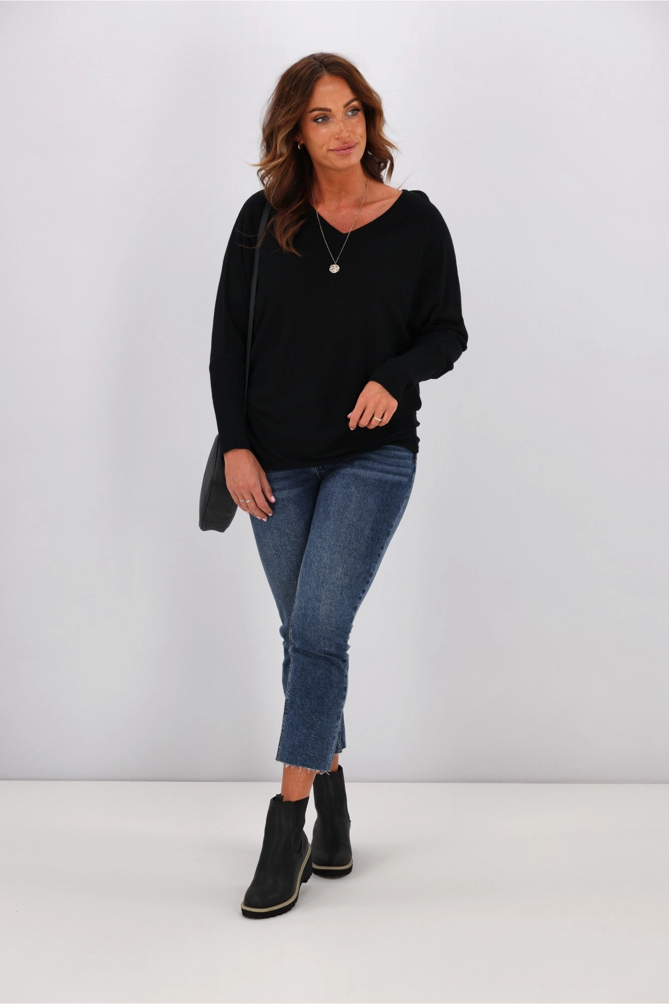 Alpine by Shine On Gigi Merino Batwing Top Black