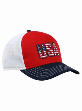 Americana Red. White and Blue Cotton Twill Stretch Mesh Back Cap