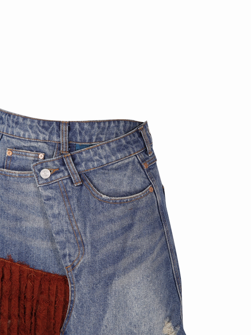 Andersson Bell Pleated Asymmetric Denim Skirt
