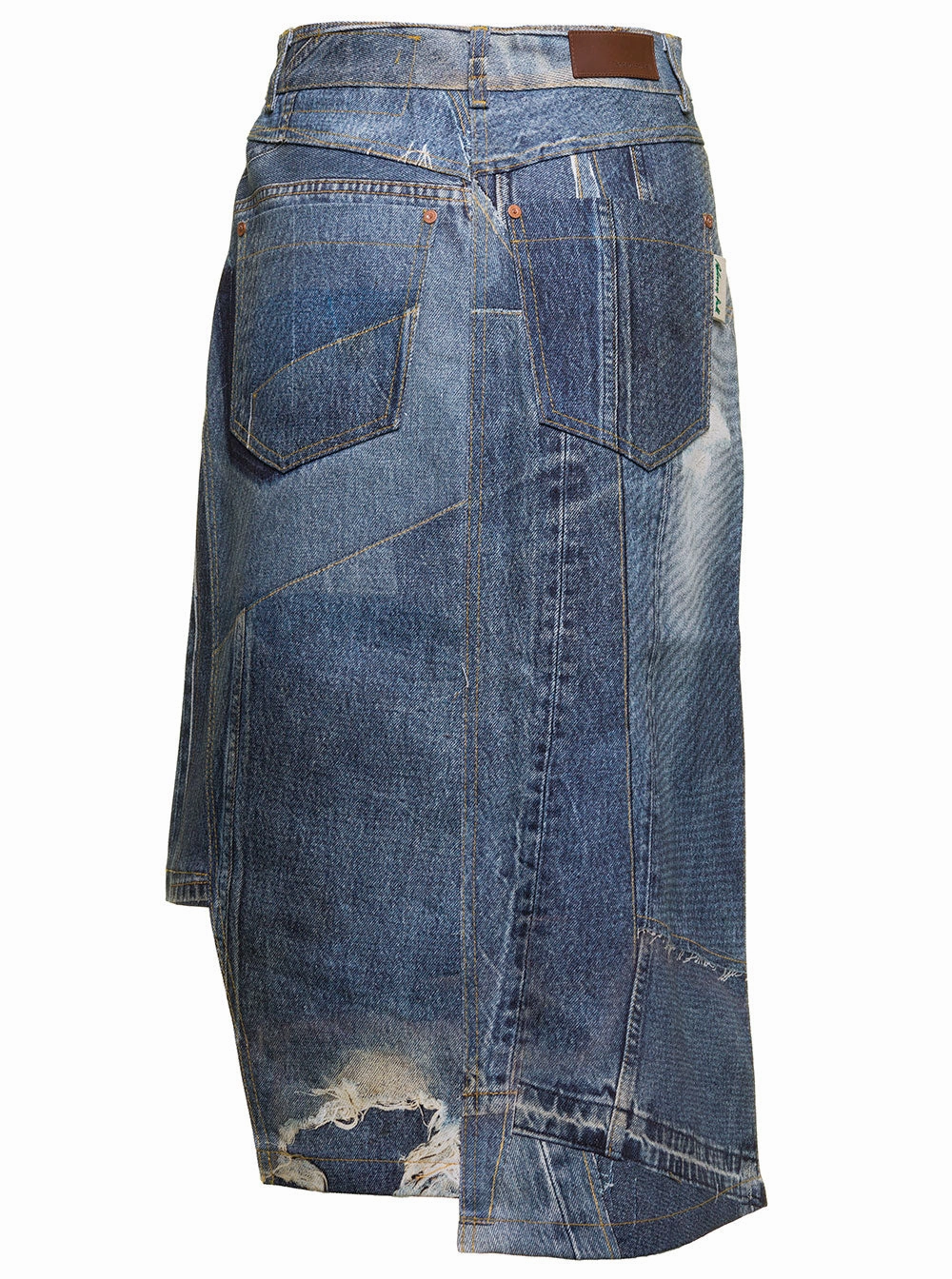 Andersson Bell Rework Print Asymmetrical Denim Skirt