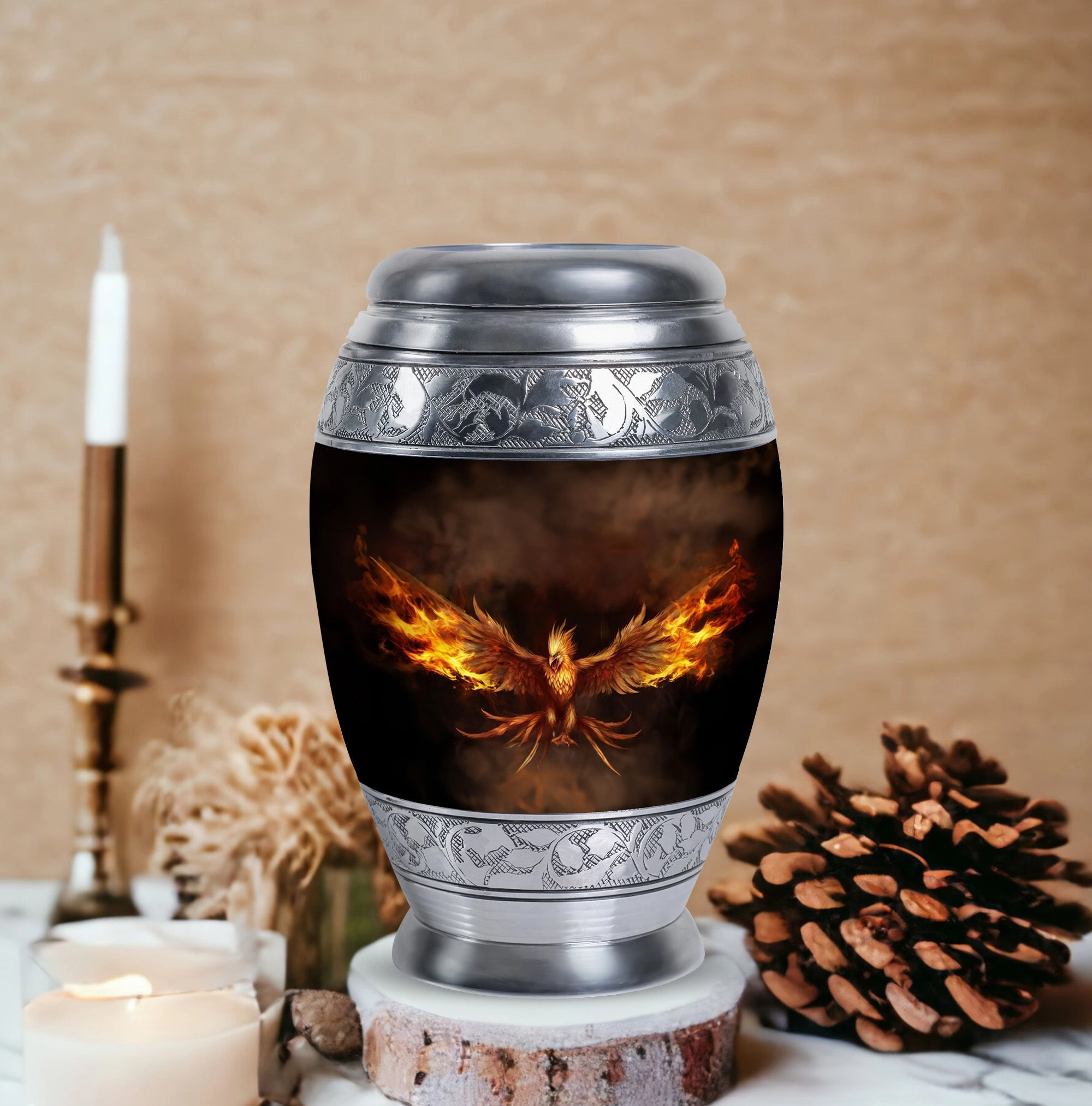Angry Red Phoenix Memorial Urn | Phoenix Bird Container For Ashes