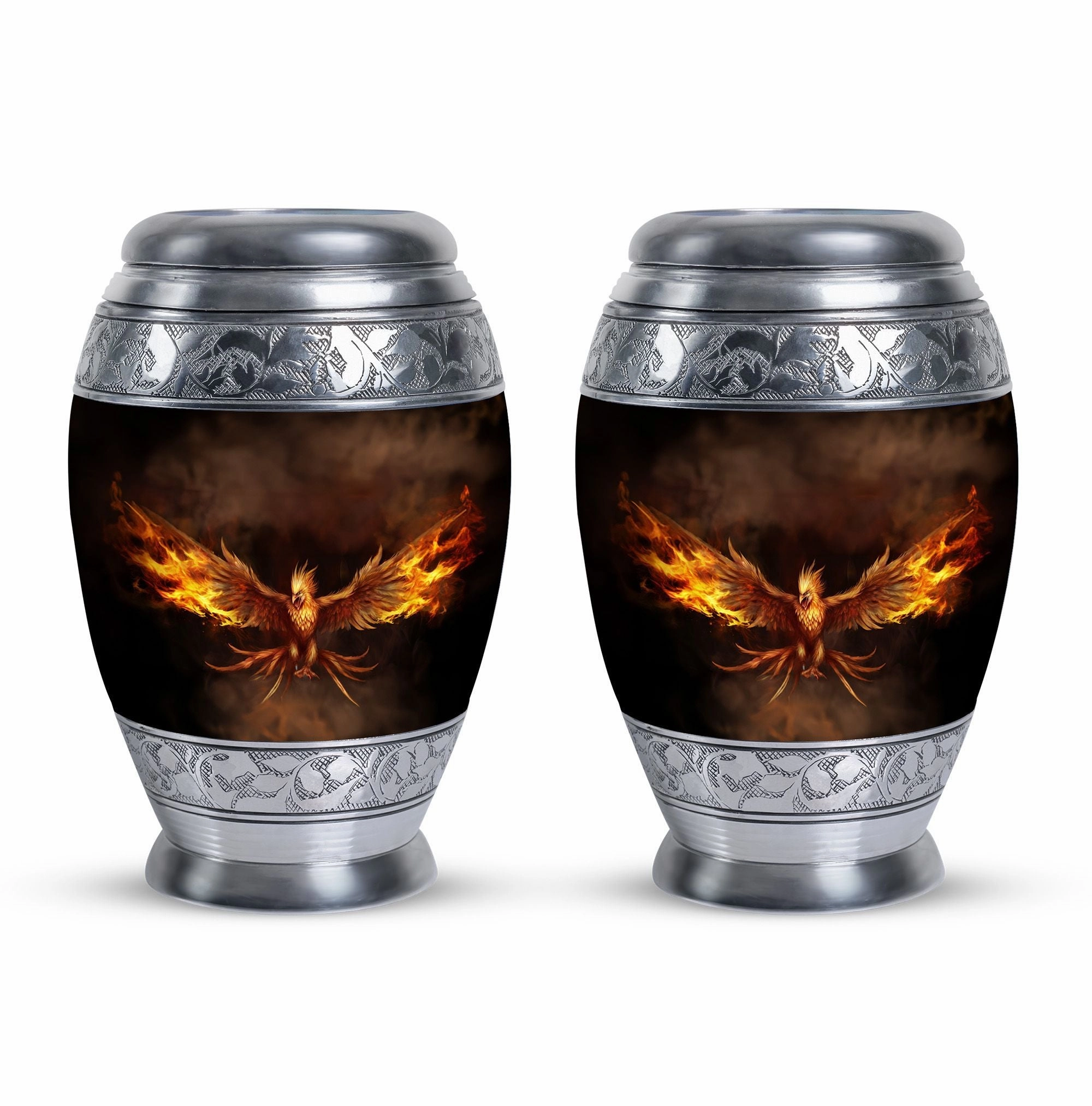 Angry Red Phoenix Memorial Urn | Phoenix Bird Container For Ashes