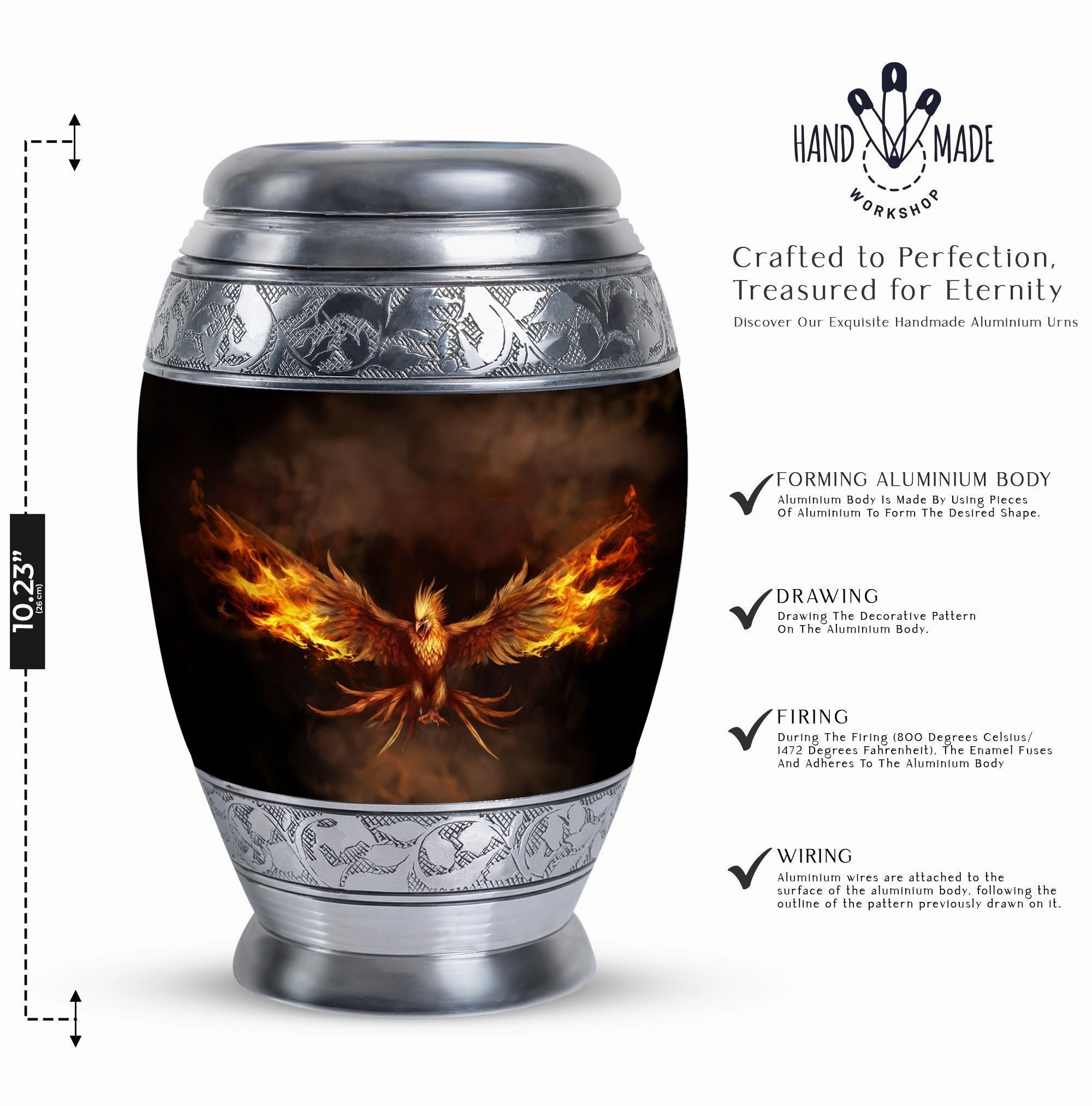 Angry Red Phoenix Memorial Urn | Phoenix Bird Container For Ashes