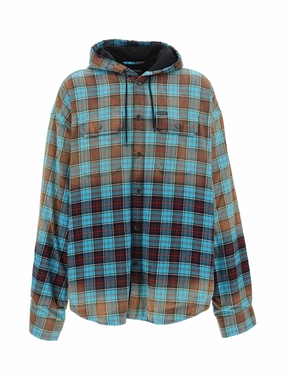 Balenciaga Bleached Effect Checked Hooded Jacket