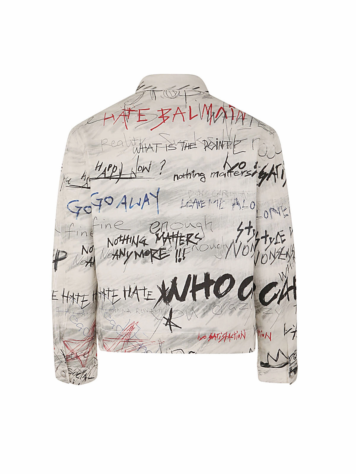 Balmain Graffiti Printed Buttoned Denim Jacket