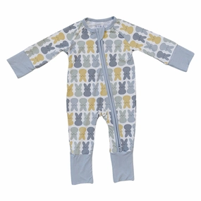 Bamboo Zipper Pajama - Dusty Blue Bunny