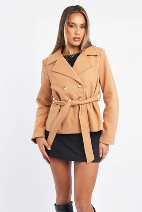 Beige Cropped Coat