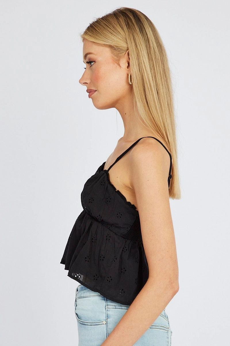 Black Eyelet Cami Top
