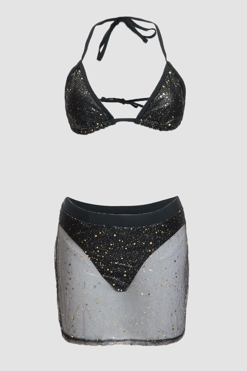 Black Glitter Lingerie Set