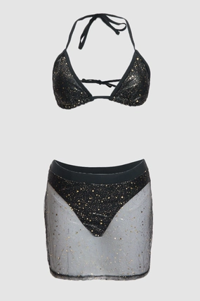 Black Glitter Lingerie Set