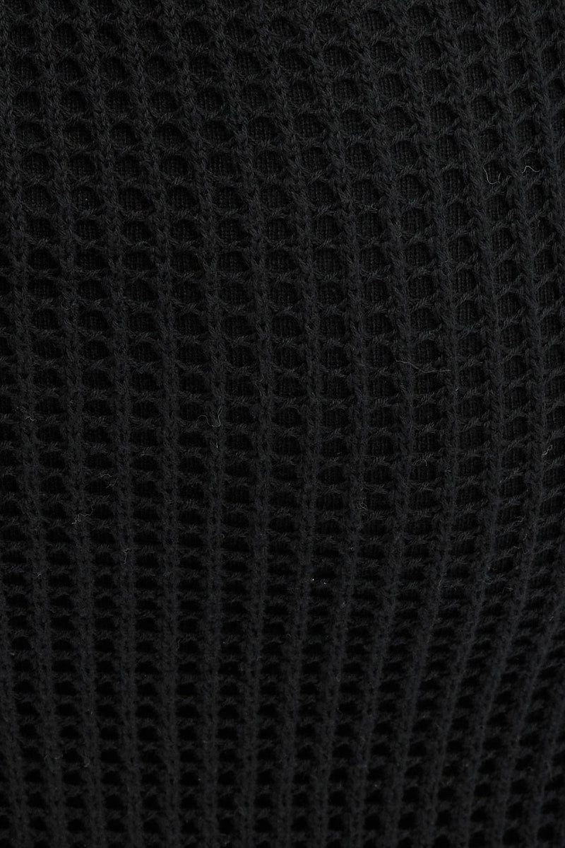 Black Knit Skirt Midi Crochet
