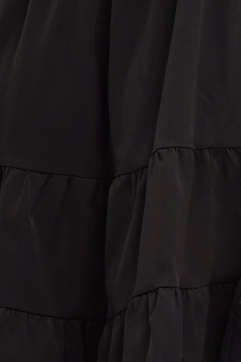 Black Shirred Dress Long Sleeve Mini