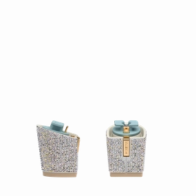 Block Heel Kit 3 White Iridescent Rhinestone