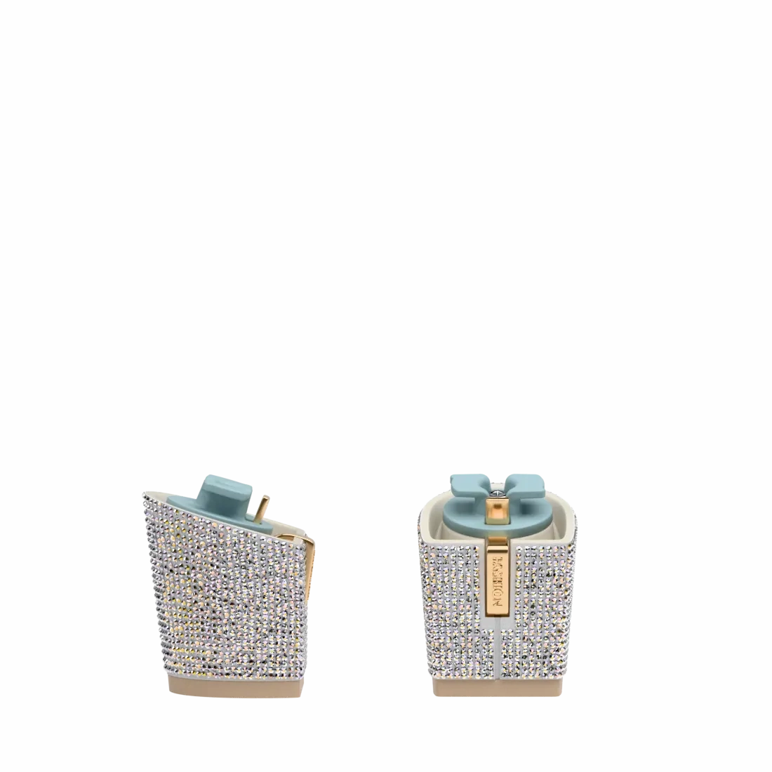Block Heel Kit 3 White Iridescent Rhinestone