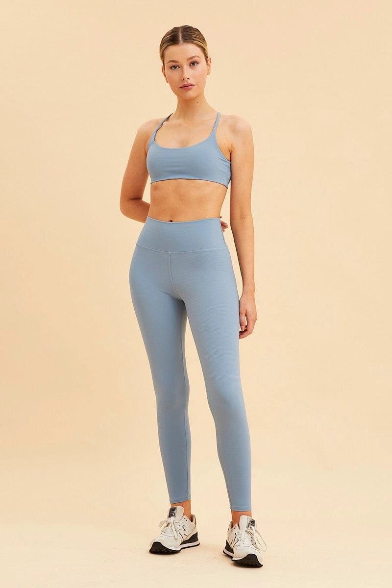 Blue Crop Top Active Rib