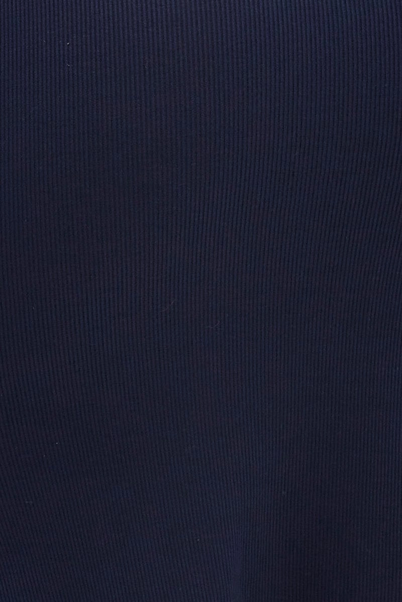 Blue Dress Round Neck Long Sleeve Bodycon Rib