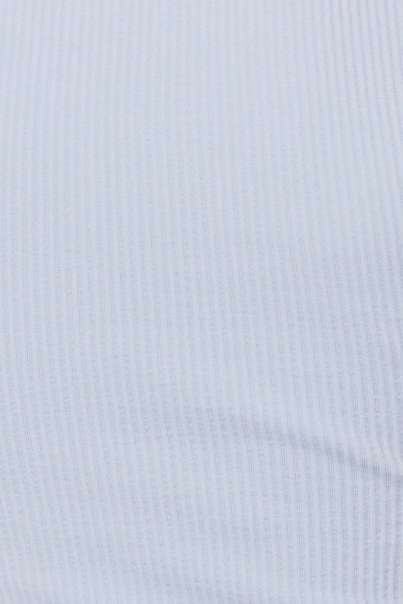 Blue Top Short Sleeve Round Neck Seamless