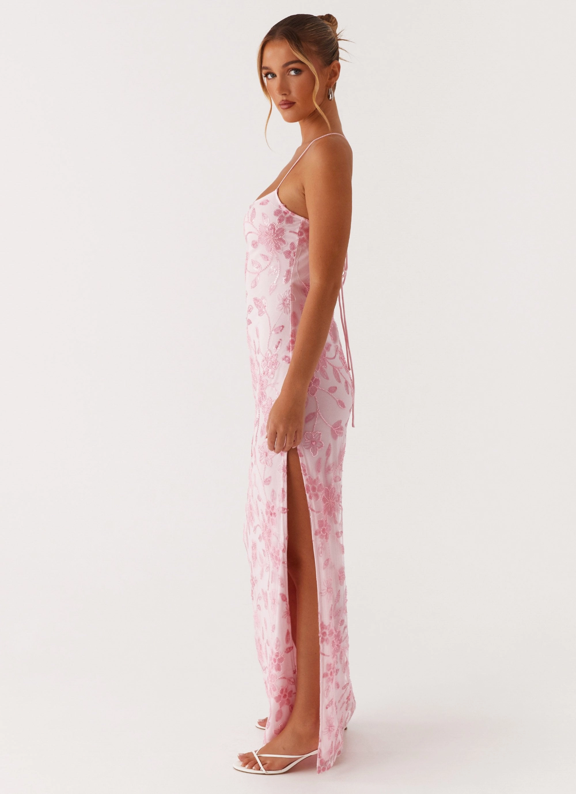 Bright Lights Beaded Maxi Dress - Pink