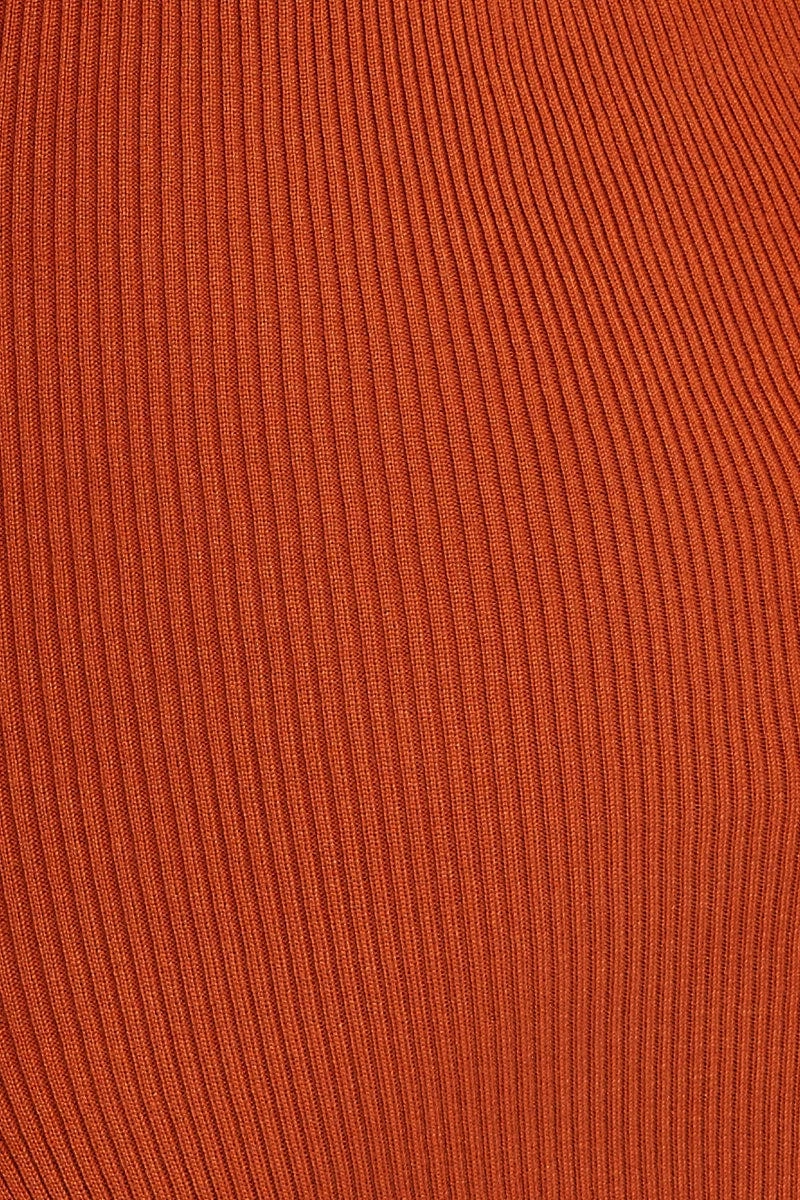 Brown Midi Dress Square Neck Knit