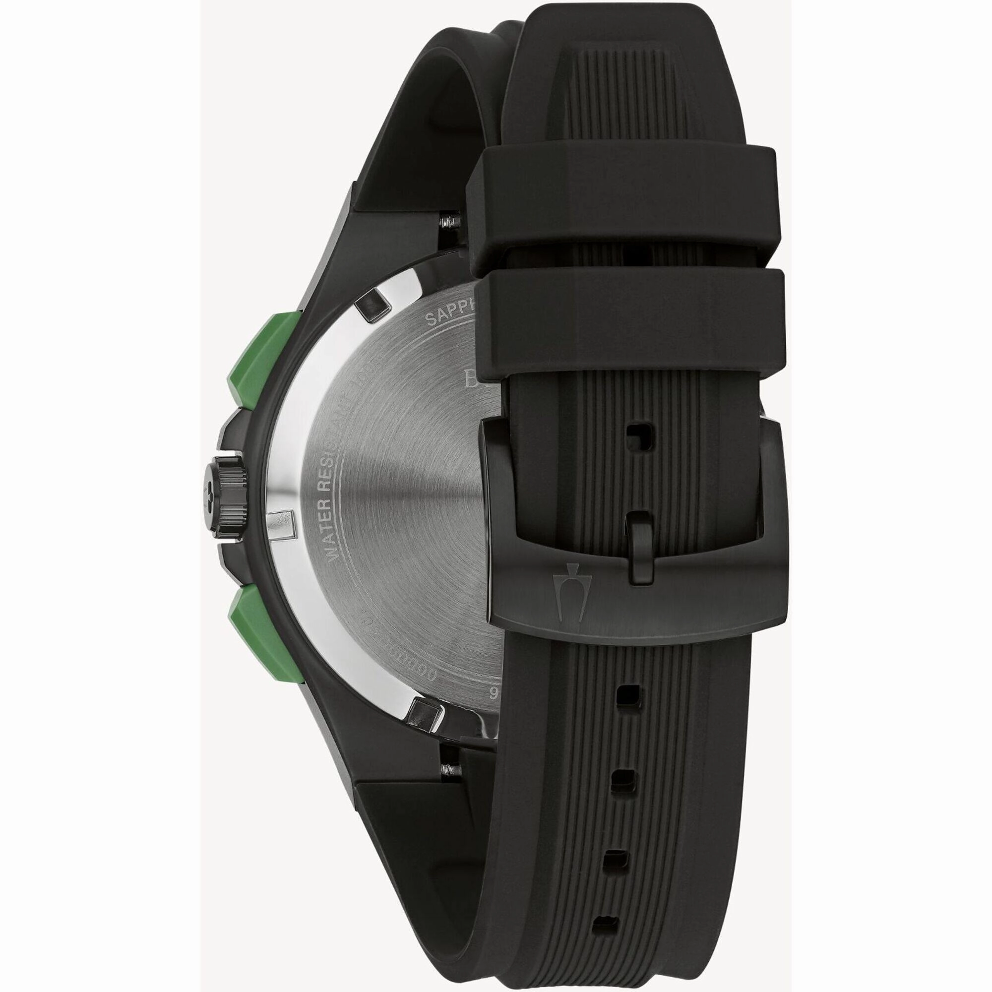 Bulova Men's Watch - Maquina Chrono Black and Dark Grey Dial Rubber Strap | 98B381