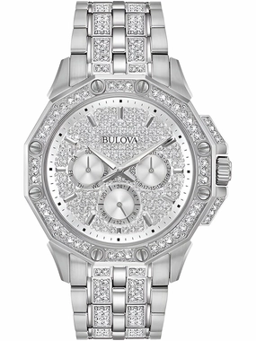 Bulova Men's Watch - Octava Quartz Silver Tone Dial Stainless Steel Bracelet | 96C134