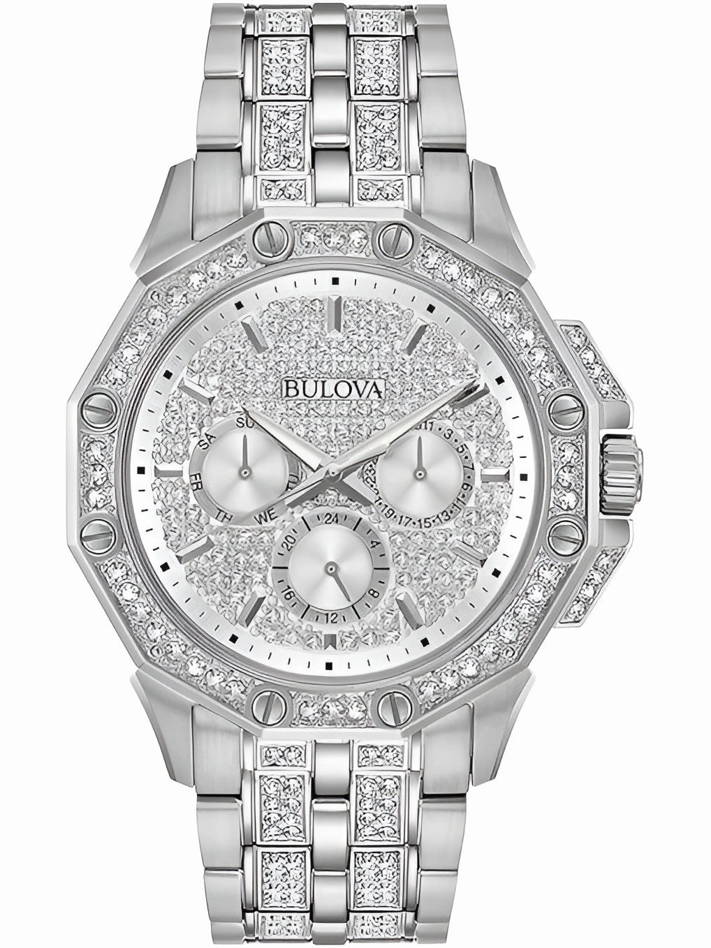 Bulova Men's Watch - Octava Quartz Silver Tone Dial Stainless Steel Bracelet | 96C134