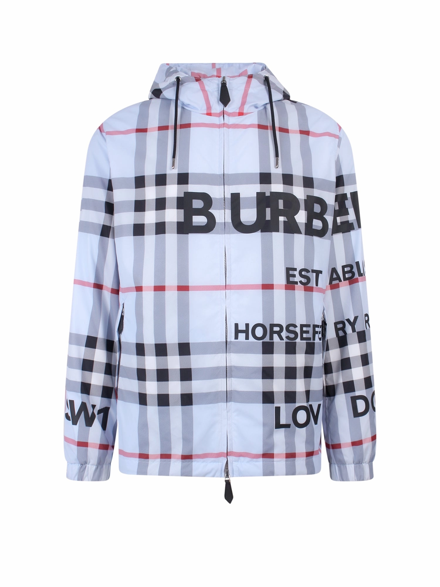 Burberry Checked Logo Print Hooded Jacket