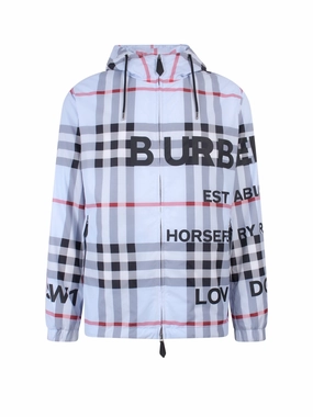 Burberry Checked Logo Print Hooded Jacket