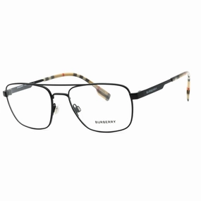 Burberry Men's Eyeglasses - Matte Black Metal Pilot Shape Full Rim Frame | BE1340 1007