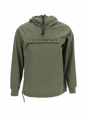 C.P. Company Kids Logo Printed Half-Zip Hooded Jacket