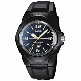 Casio Men's Watch - Quartz Oval Case Blue Dial Black Resin Strap | MW-600E-2A