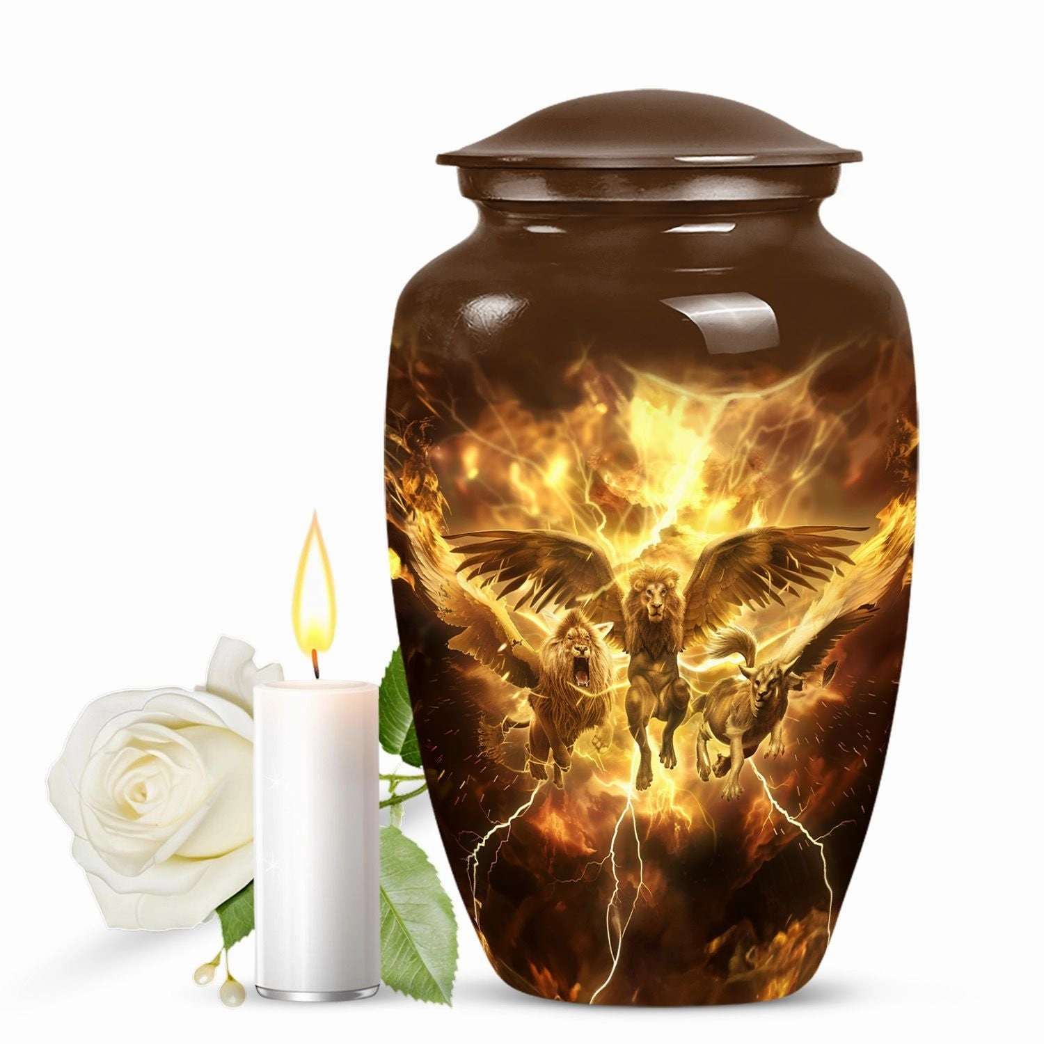 Catholic Urn - Luminary Cremation Keepsake for the Beloved Father