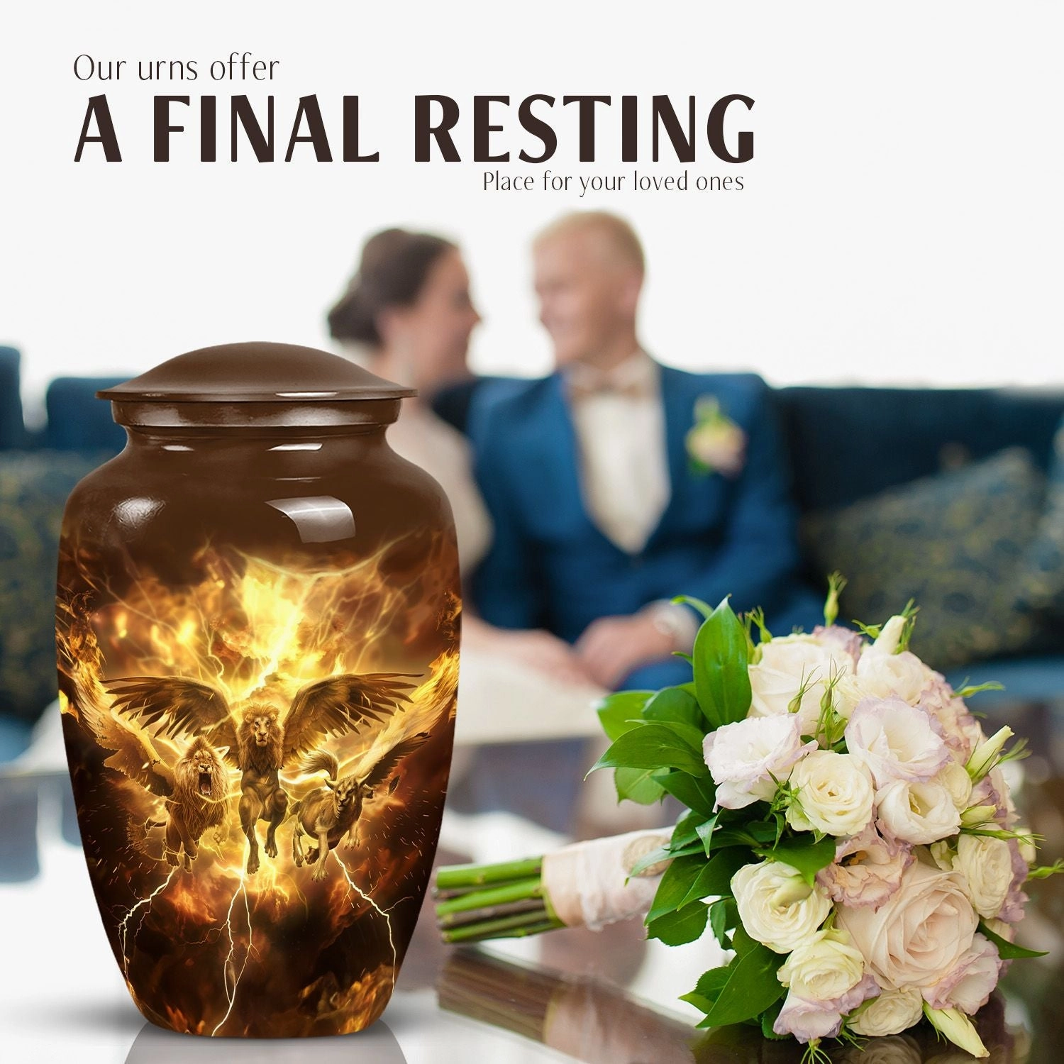 Catholic Urn - Luminary Cremation Keepsake for the Beloved Father