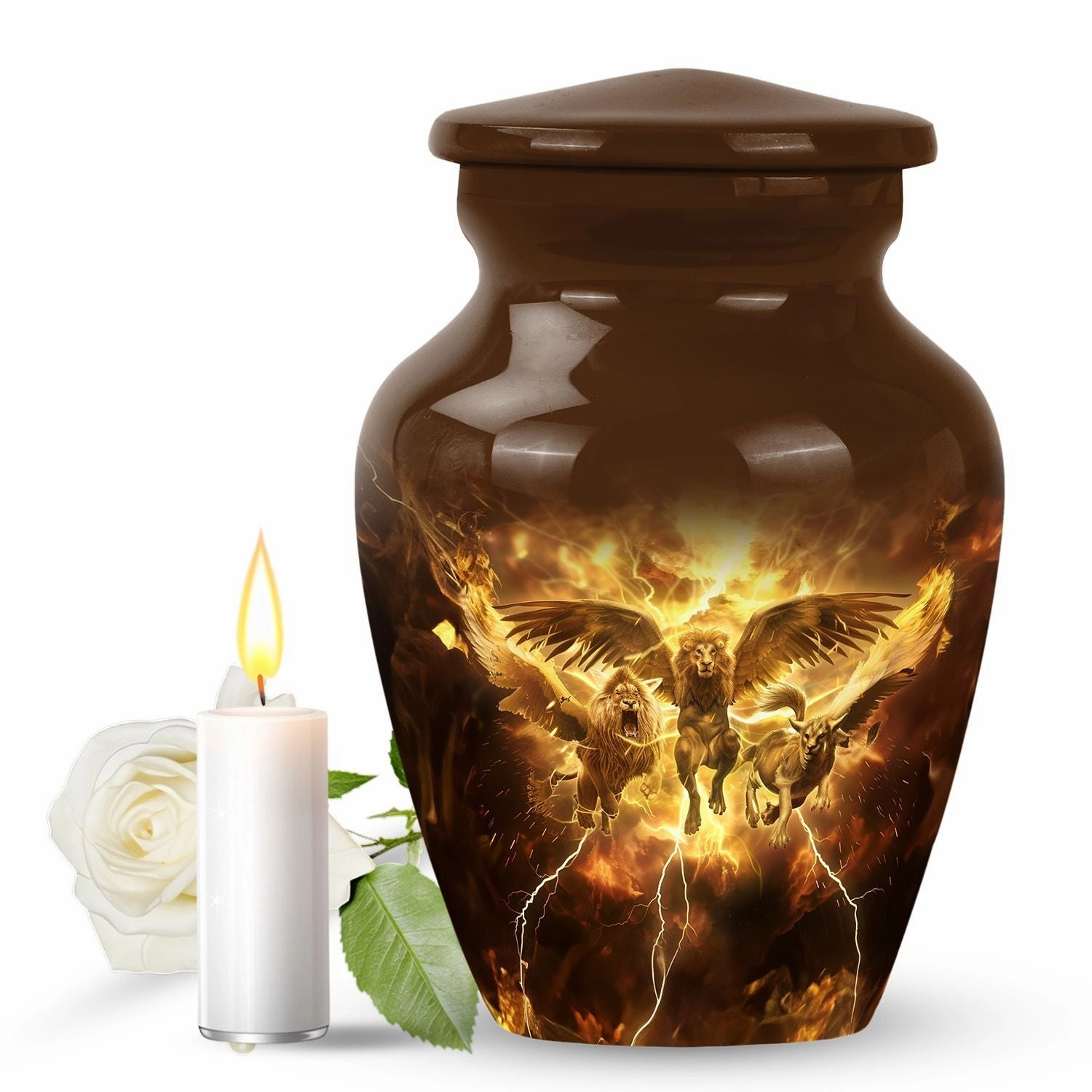 Catholic Urn - Luminary Cremation Keepsake for the Beloved Father
