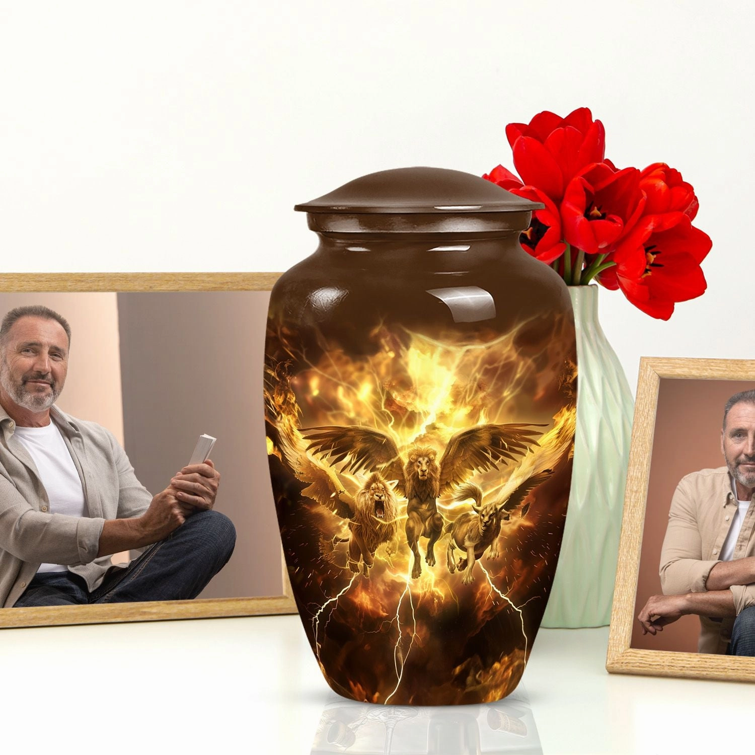 Catholic Urn - Luminary Cremation Keepsake for the Beloved Father